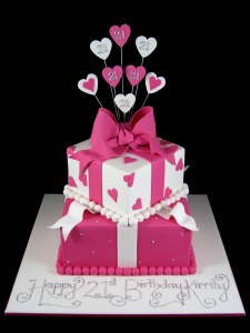 birthday-cake-ideas-21st-two-tier-pink-and-white-present-cake-inspired ...
